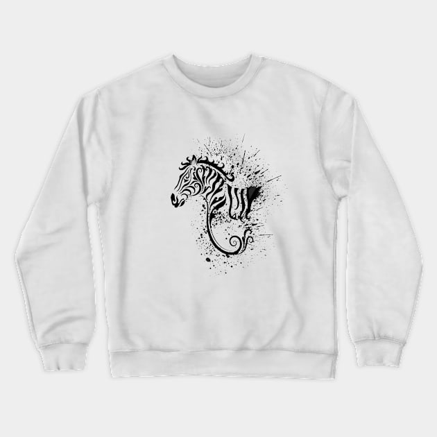 Zebra Ink Crewneck Sweatshirt by tsign703